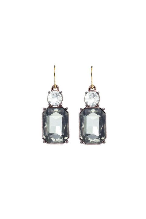 Twin Gem Earring In Slate & Clear by Last True Angel