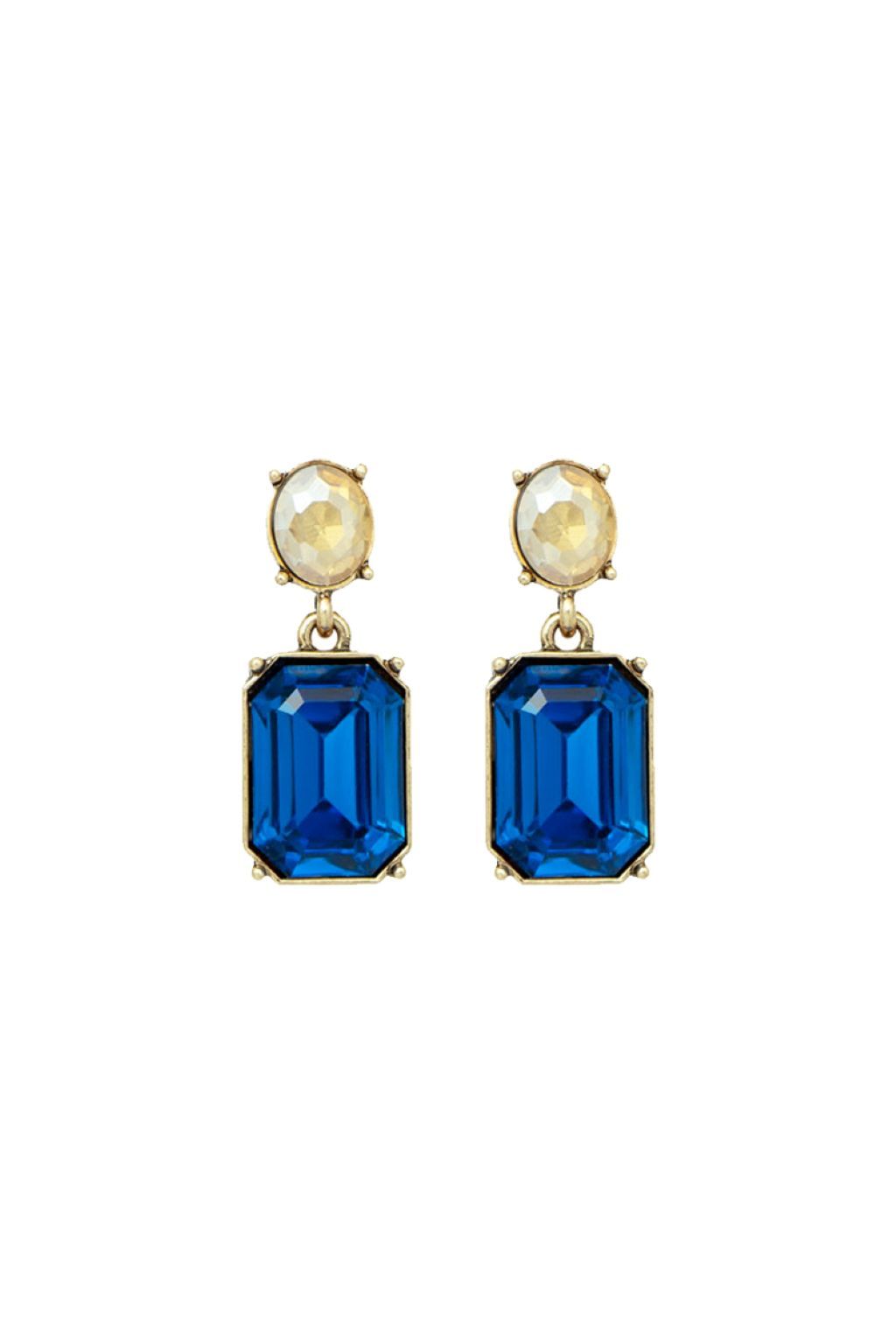 Oval Twin Gem Post Earring Azure Blue & Amber LTE09AA