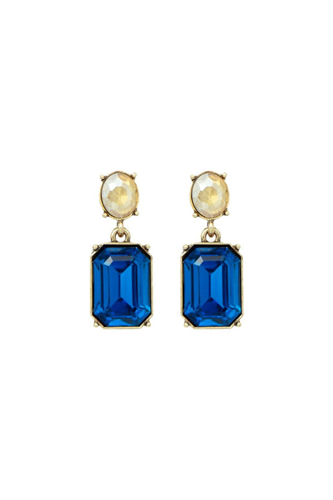 Oval Twin Gem Post Earring Azure Blue & Amber by Last True Angel