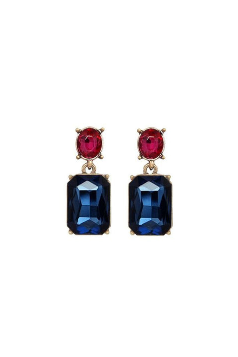 Oval Twin Gem Post Earring In Navy Rose Pink by Last True Angel