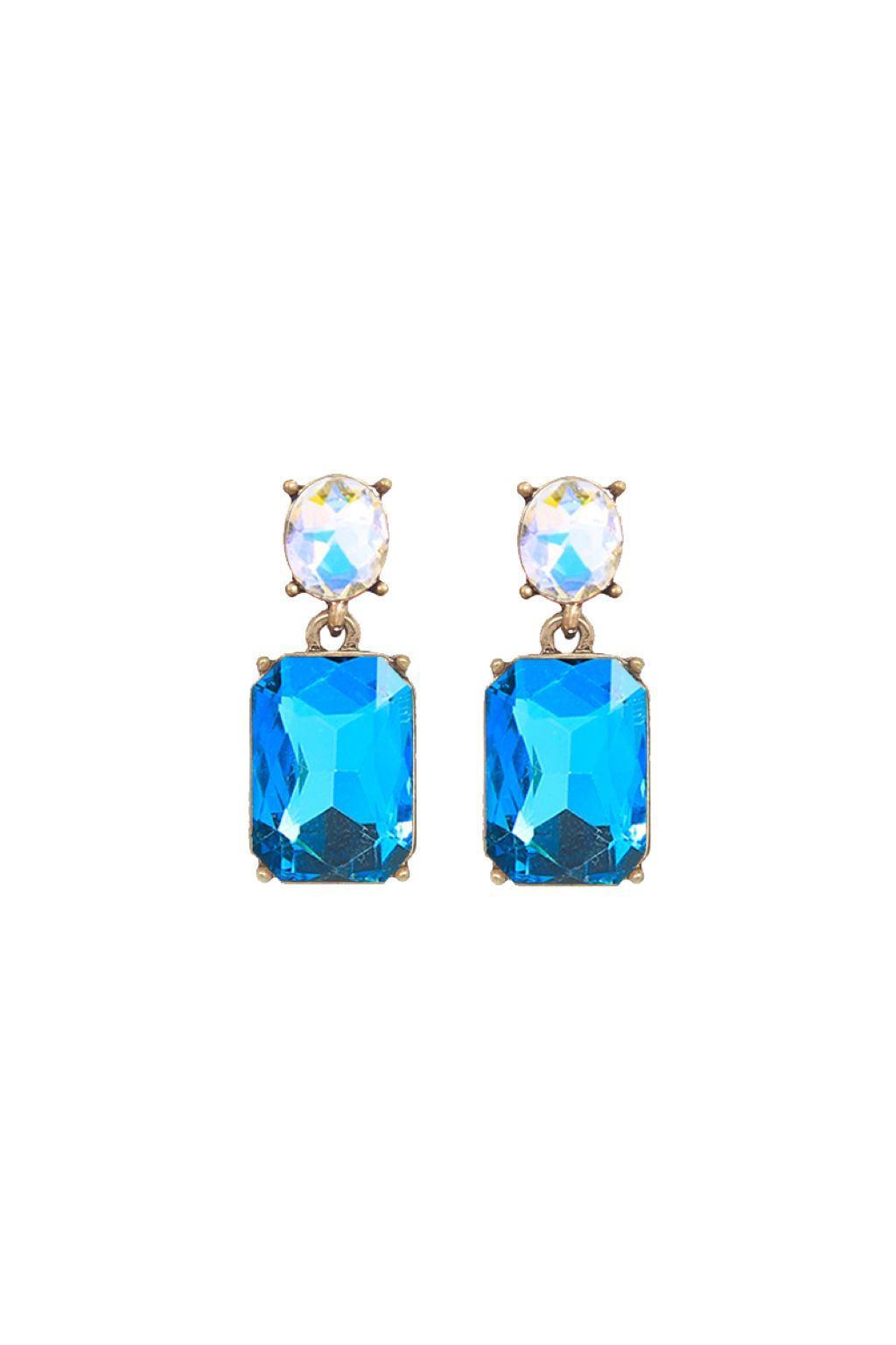 Oval Twin Gem Post Earring Turquoise & Aurora Borealis LTE09TA
