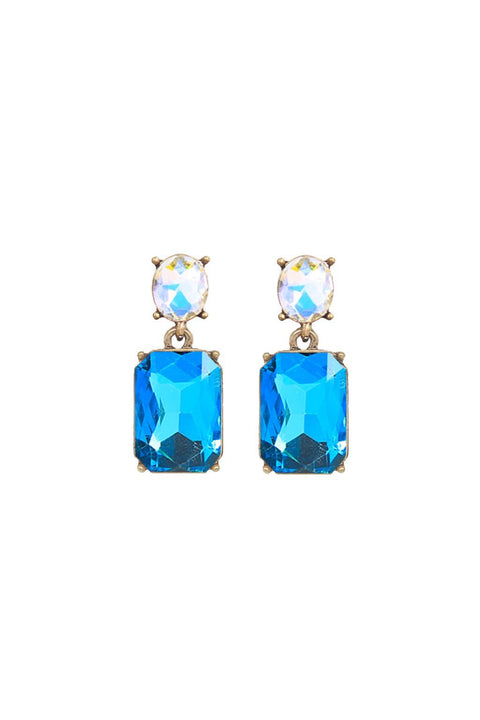 Oval Twin Gem Post Earring Turquoise & Aurora Borealis by Last True Angel