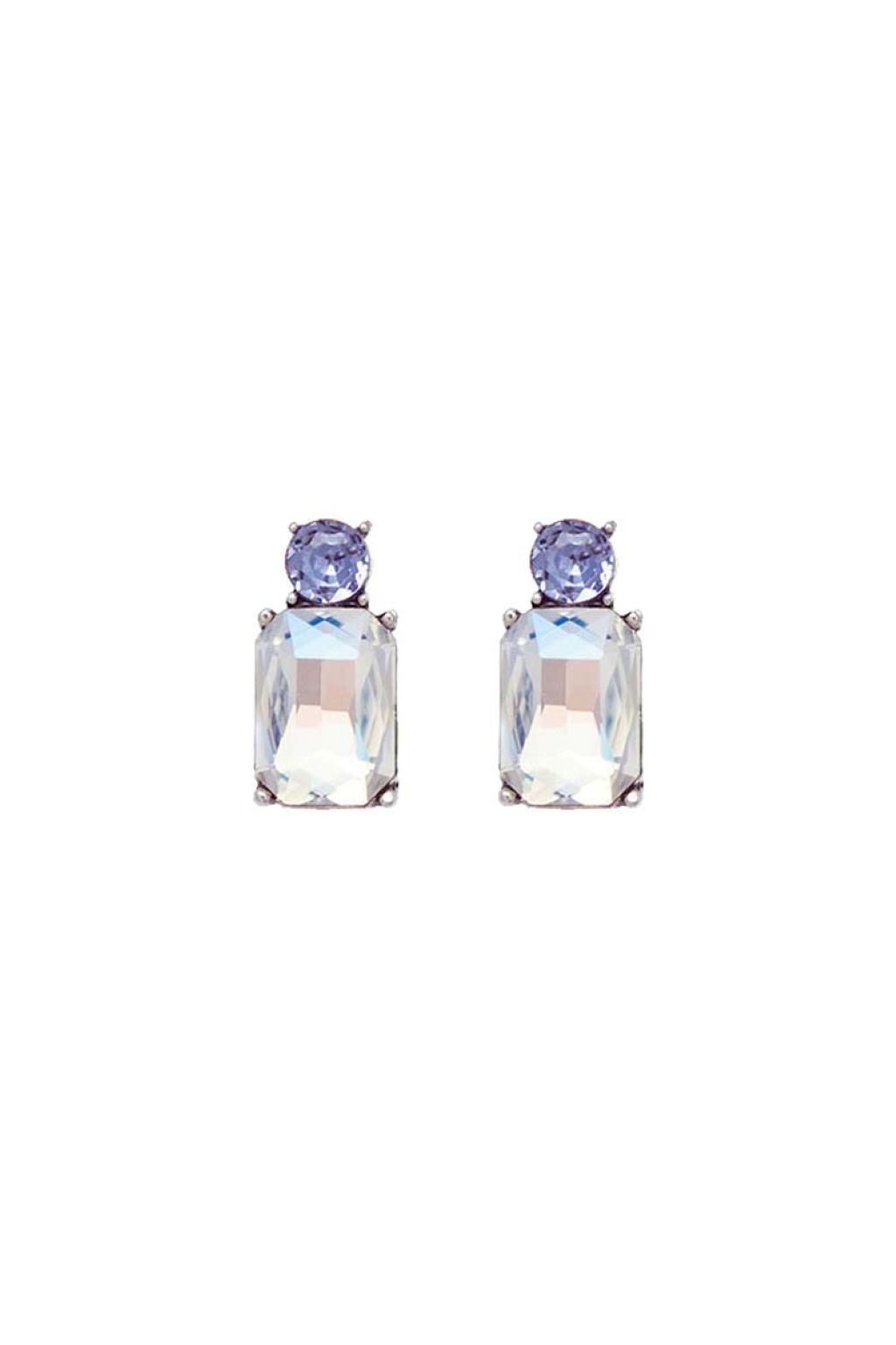 Mini Gem Earring Silver Clear & Lilac LTE10C