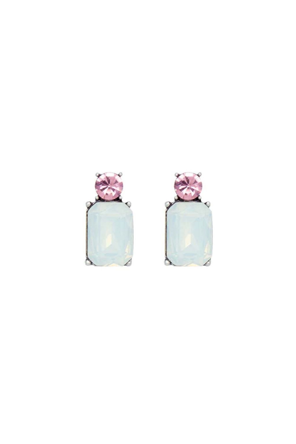 Mini Gem Earring Silver In Opal & Soft Pink LTE10O