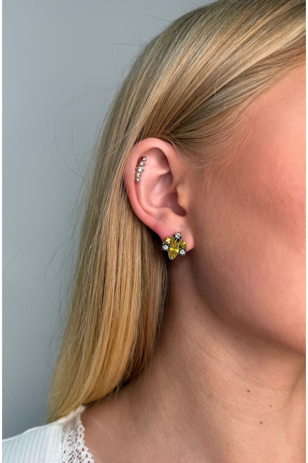 Crystal Cluster Earring In Yellow & Gold LTE33Y