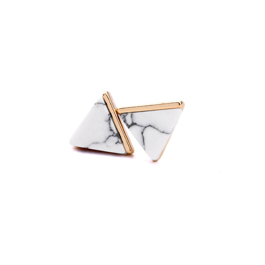 Marble Pyramid Earring In White & Gold LTE76W