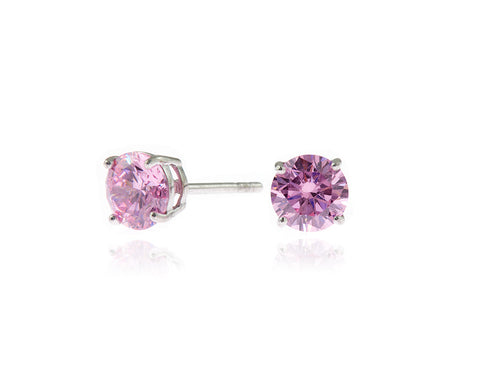 Lana 6mm Silver Pink Earrings by Cachet London