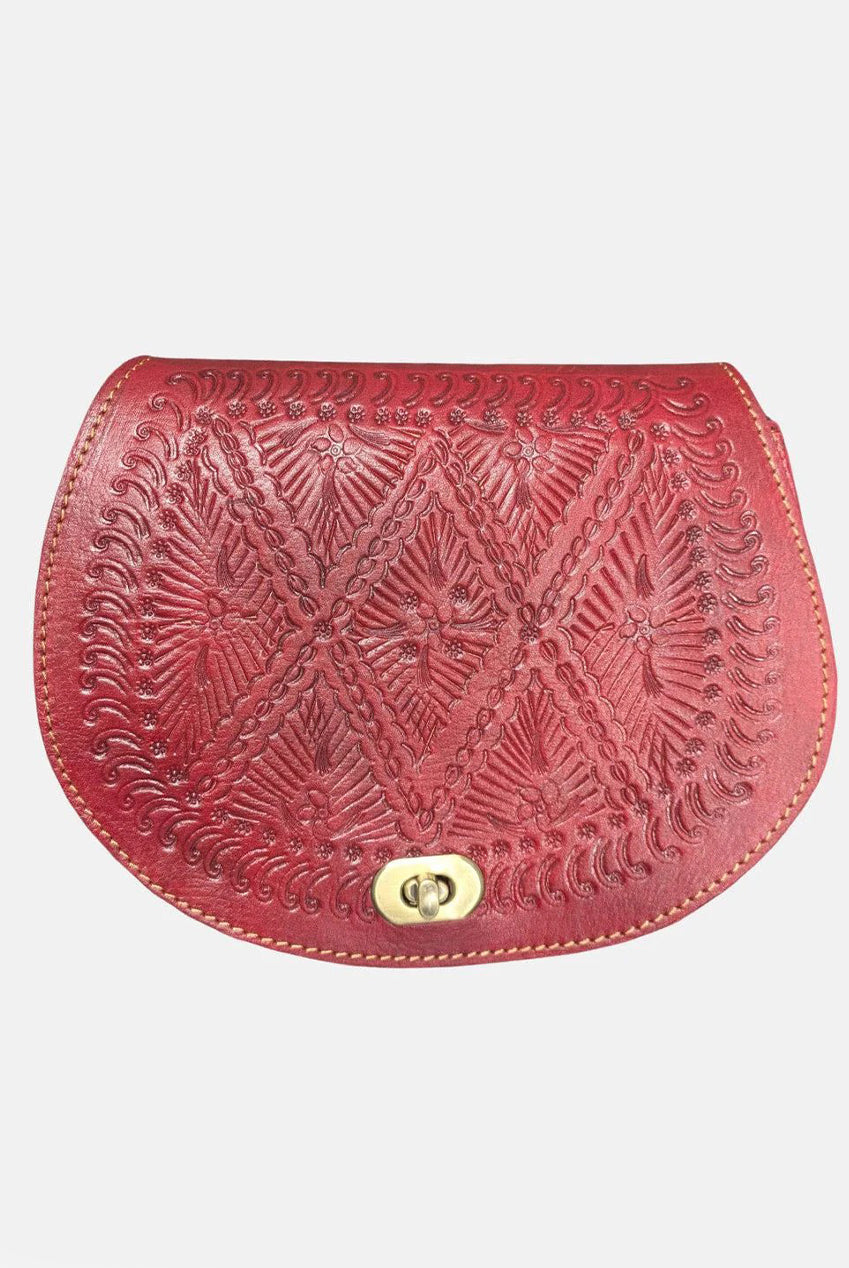 The Temara Embossed Saddle Bag In Red 2013