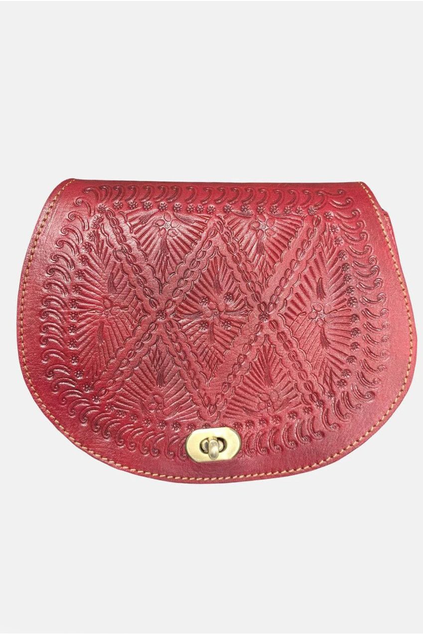 The Temara Embossed Saddle Bag In Red 2013