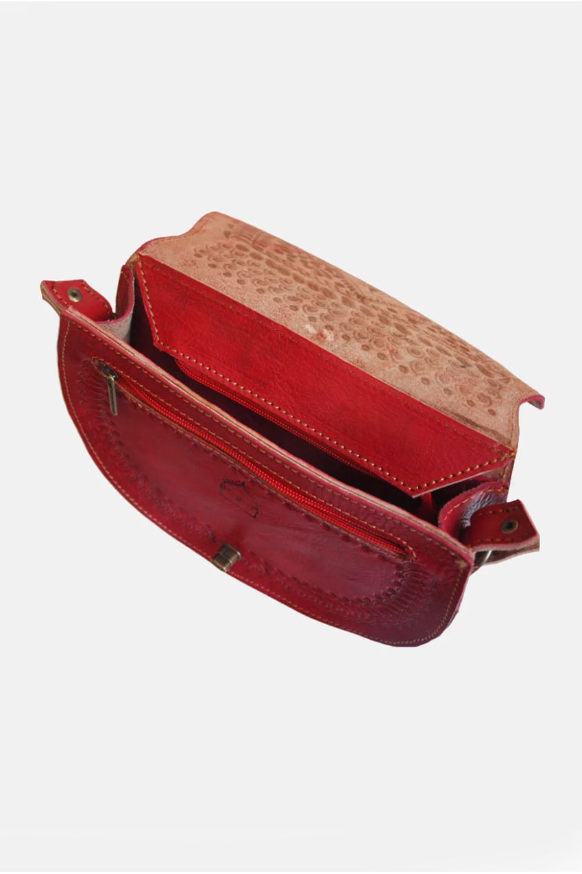 The Temara Embossed Saddle Bag In Red 2013