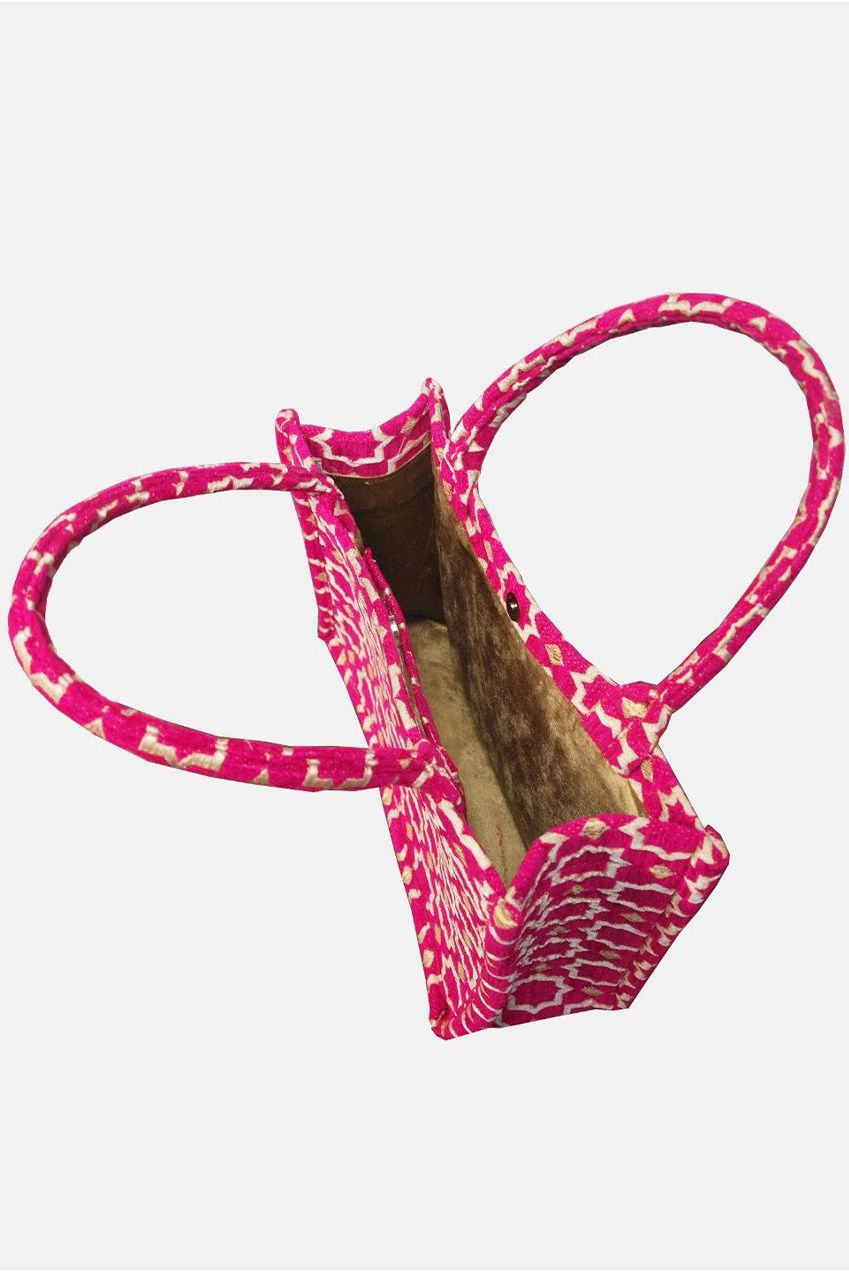 Moroccan Geometric Print Fabric Tote Bag In Pink 8003