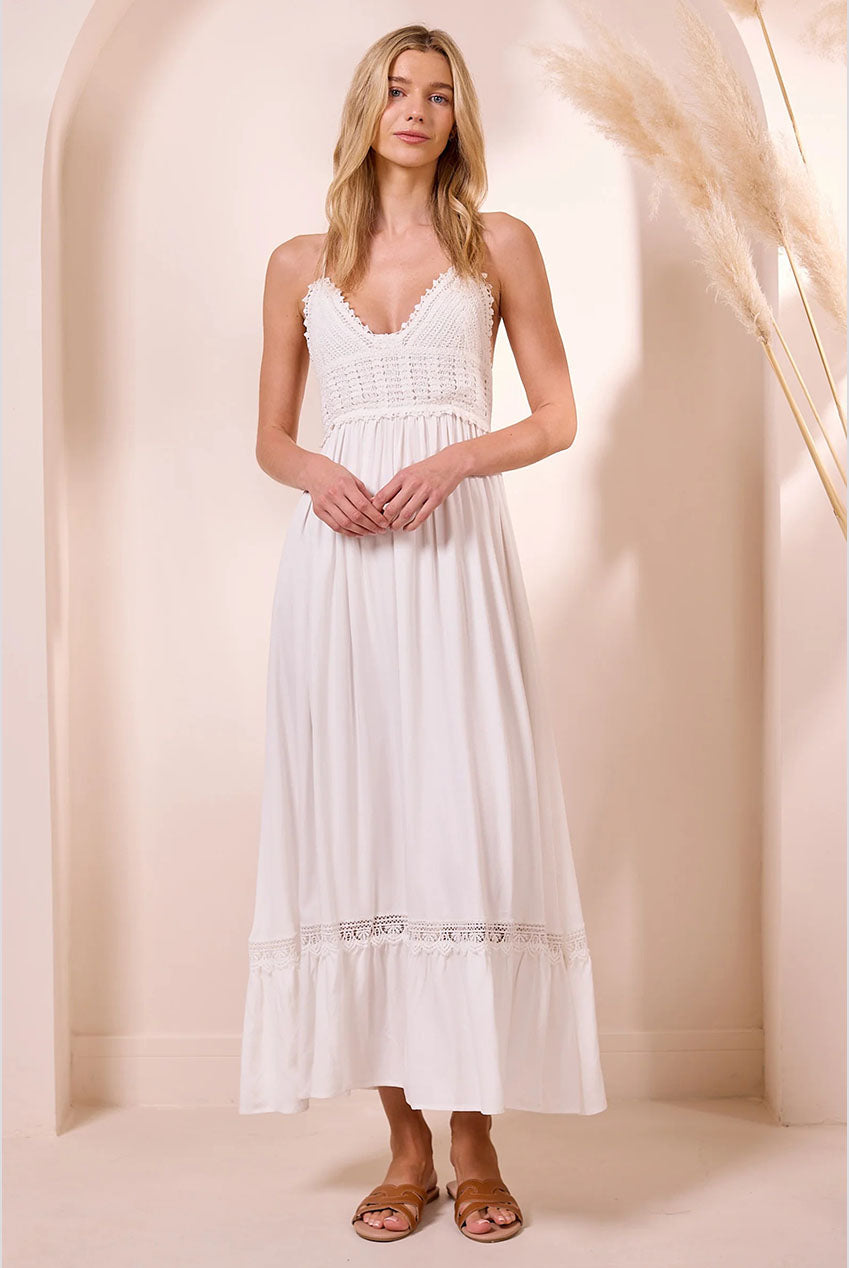 Cami Crochet White Maxi Summer Dress M042580