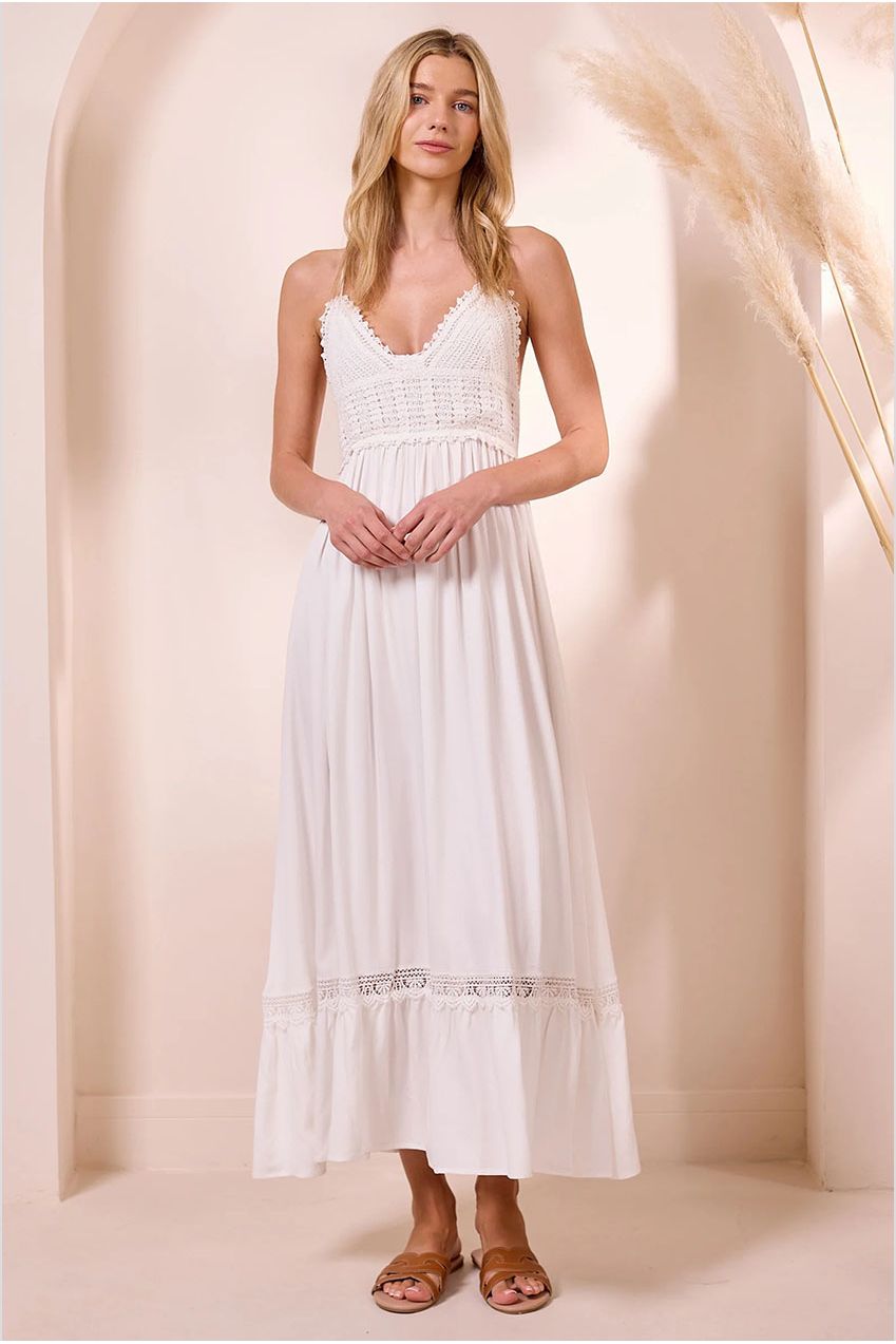Cami Crochet White Maxi Summer Dress M042580
