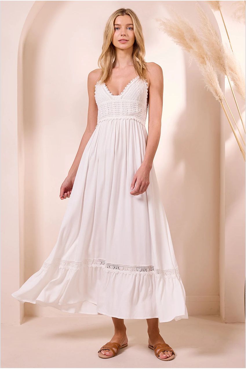 Cami Crochet White Maxi Summer Dress M042580