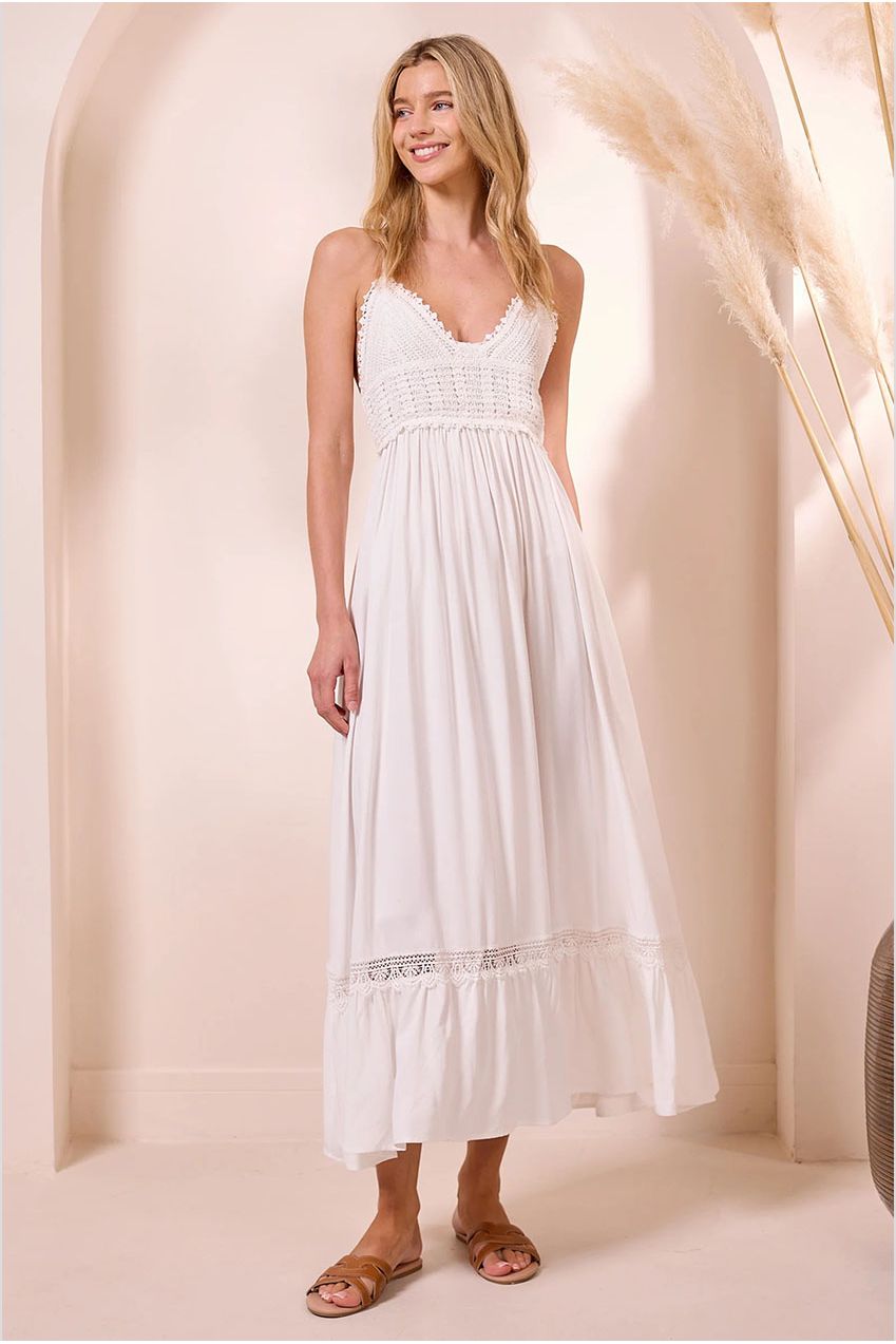 Cami Crochet White Maxi Summer Dress M042580