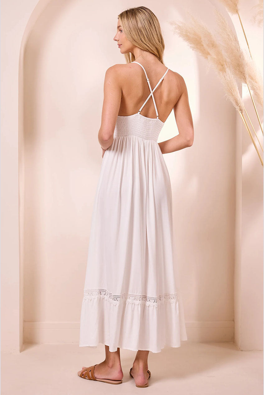 Cami Crochet White Maxi Summer Dress M042580