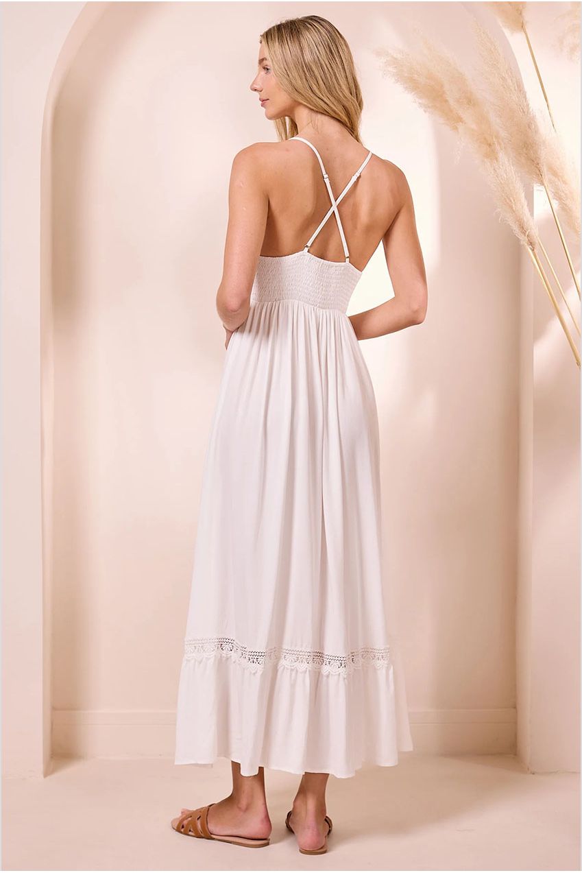 Cami Crochet White Maxi Summer Dress M042580