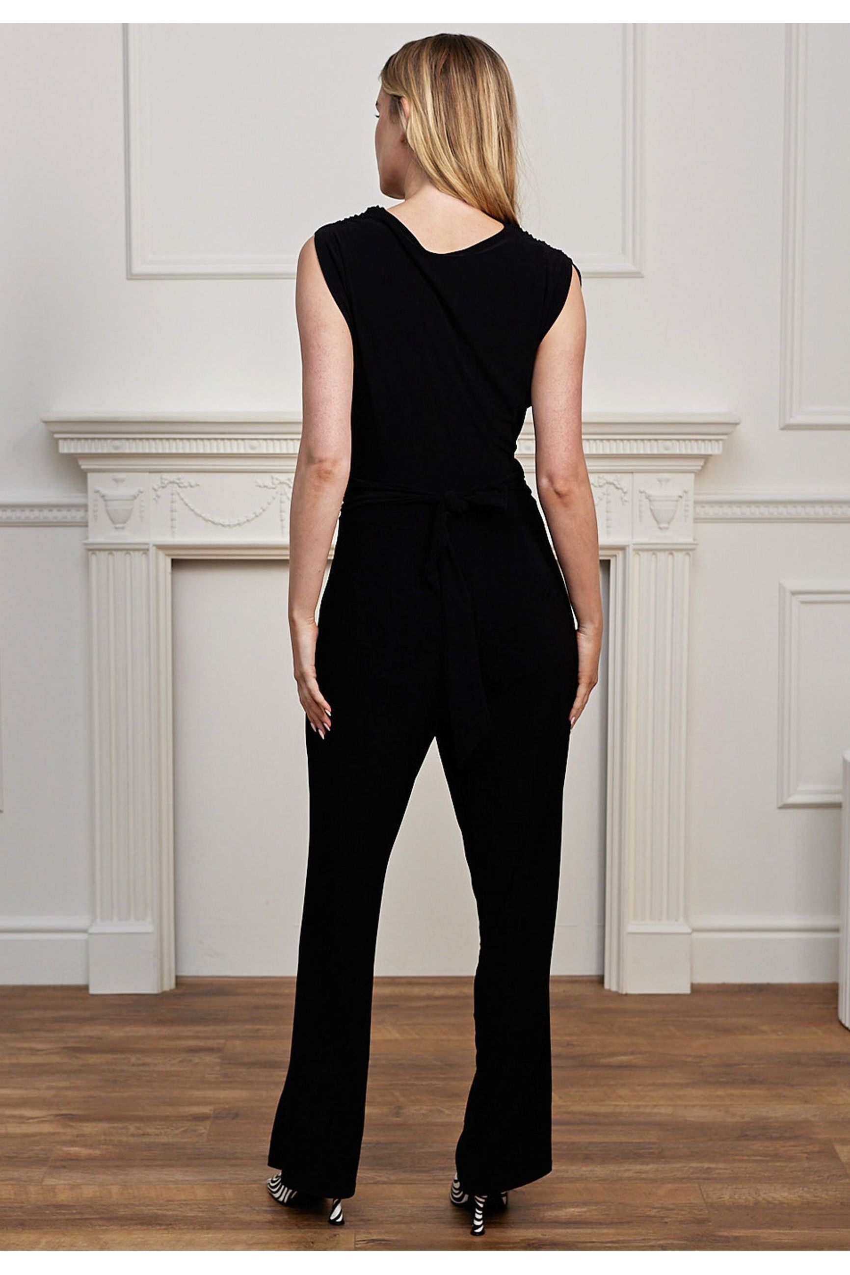 Multi Style Tie Back Jumpsuit In Black M044625BLKF