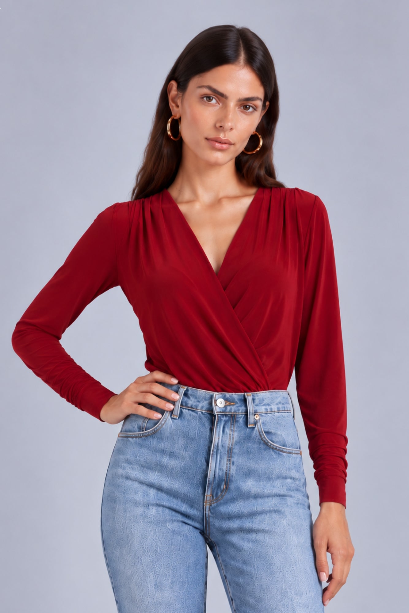 Maya Berry Long Sleeved Wrap Bodysuit HG-DASHA-BERRY