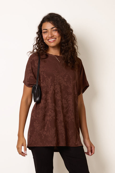 Floral Embossed Print Top by Blue Vanilla