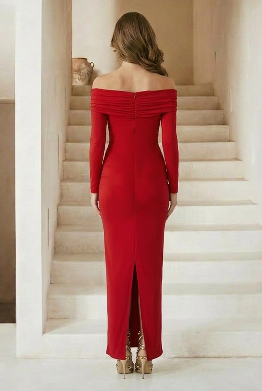Bardot Hardware Detail Maxi Dress In Red MO2504RE