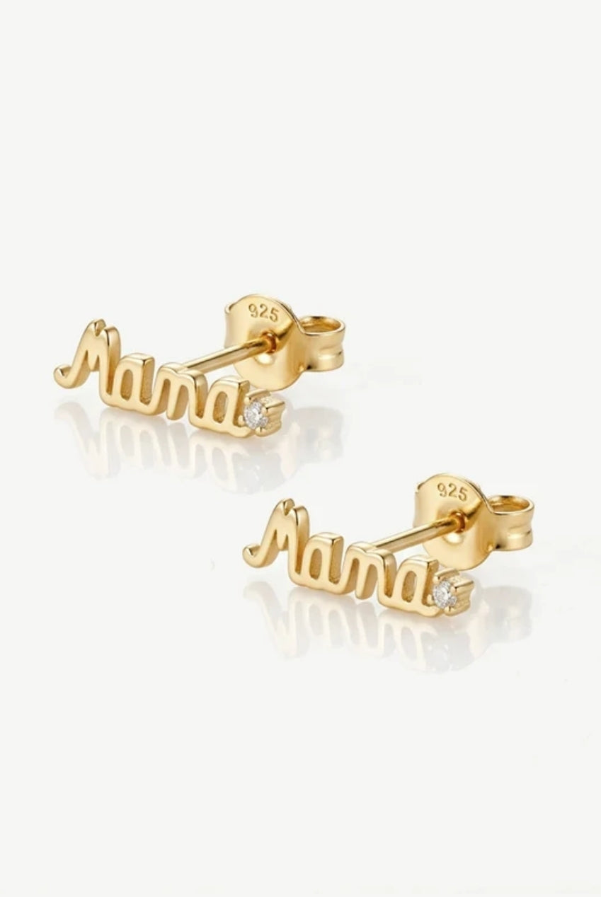 Mama Script Stud Earrings 681
