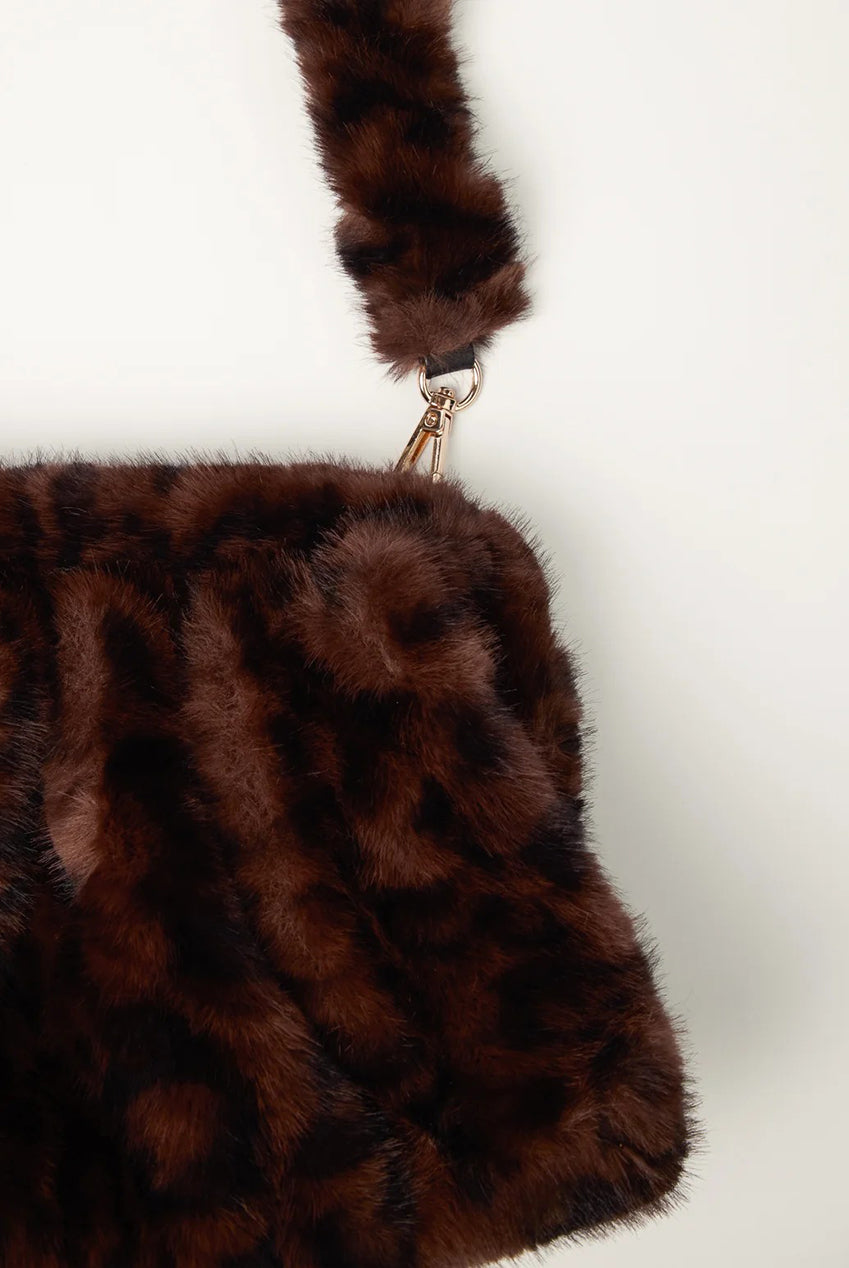 Plush Faux Fur Leopard Print Detachable Shoulder Bag NB261303058