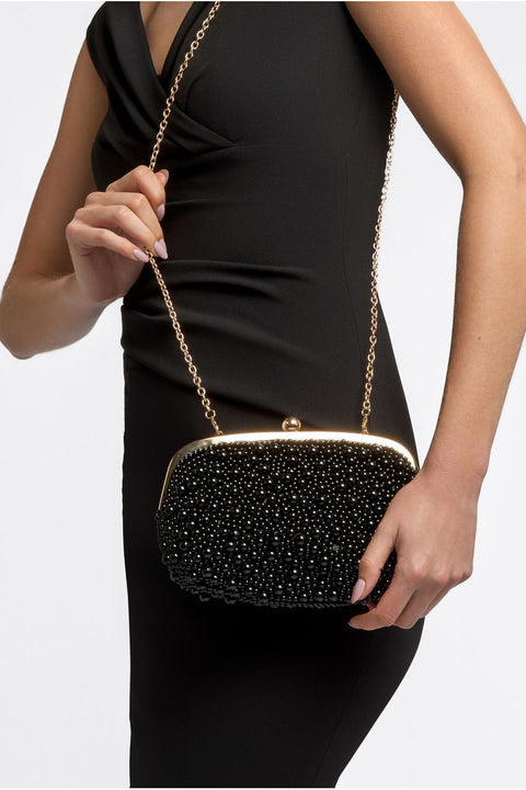 Black Pearl Clutch Bag by Aftershock London