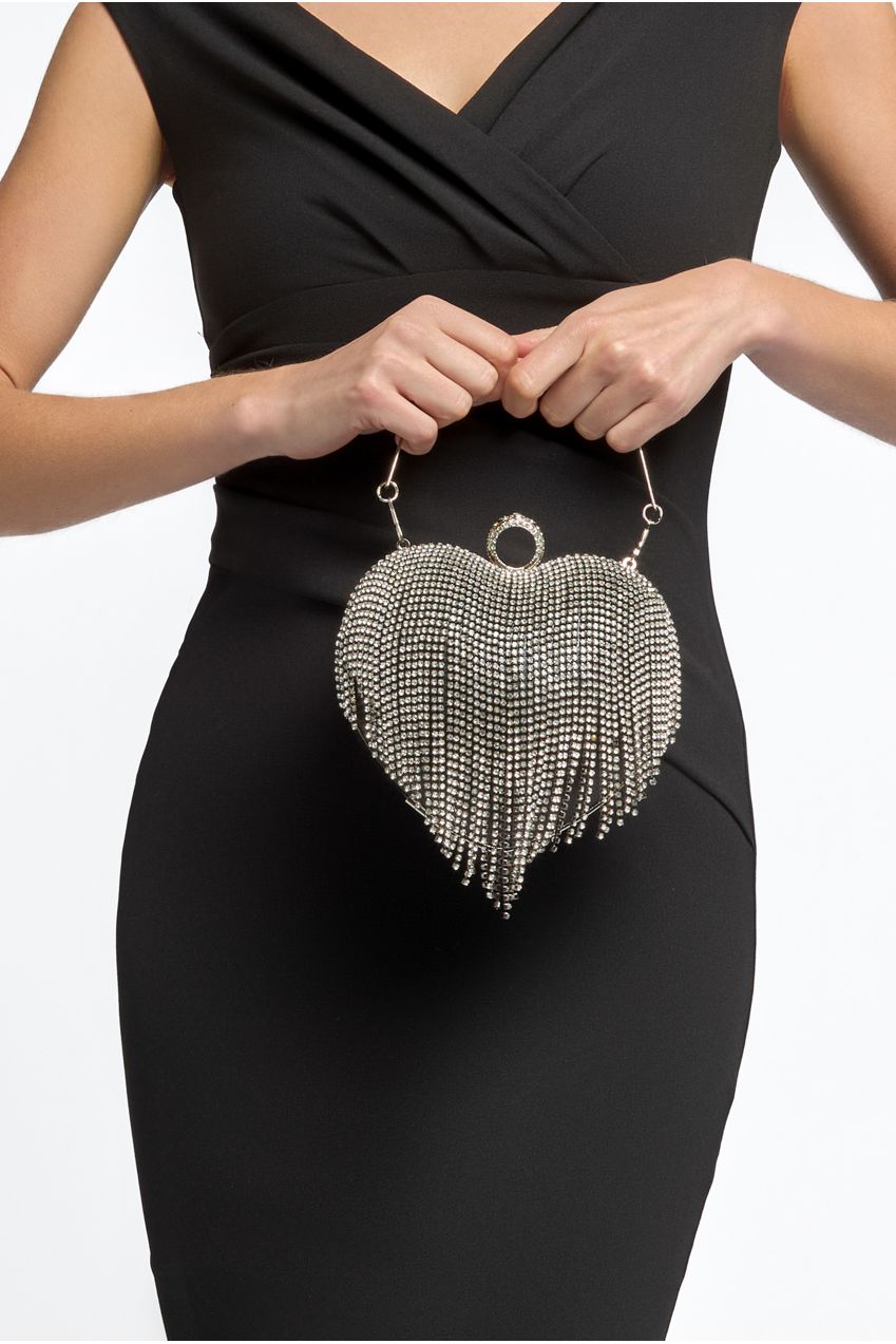 Black Heart Diamante Evening Bag ALCS2904