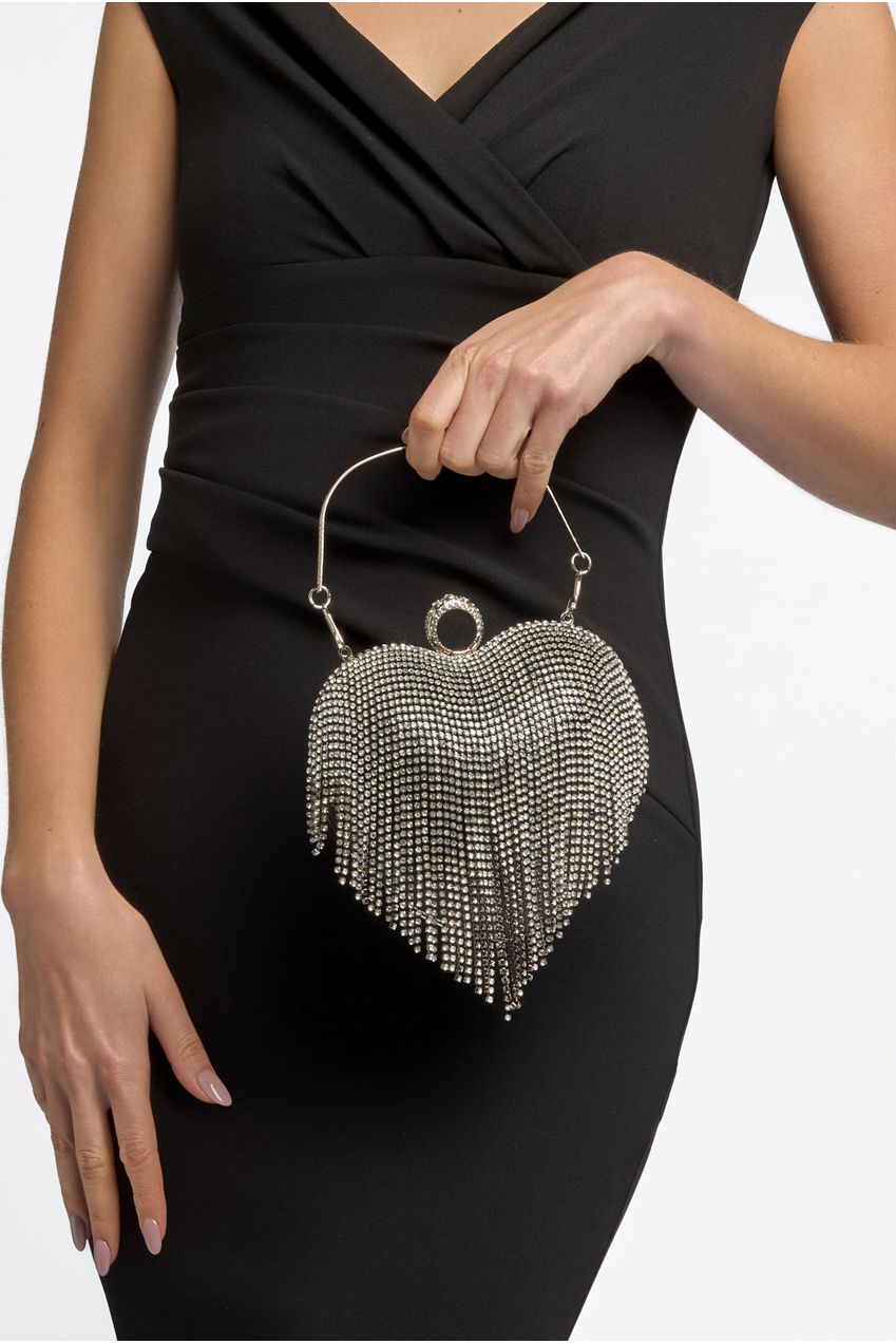 Black Heart Diamante Evening Bag ALCS2904