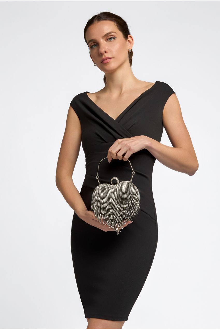 Black Heart Diamante Evening Bag ALCS2904