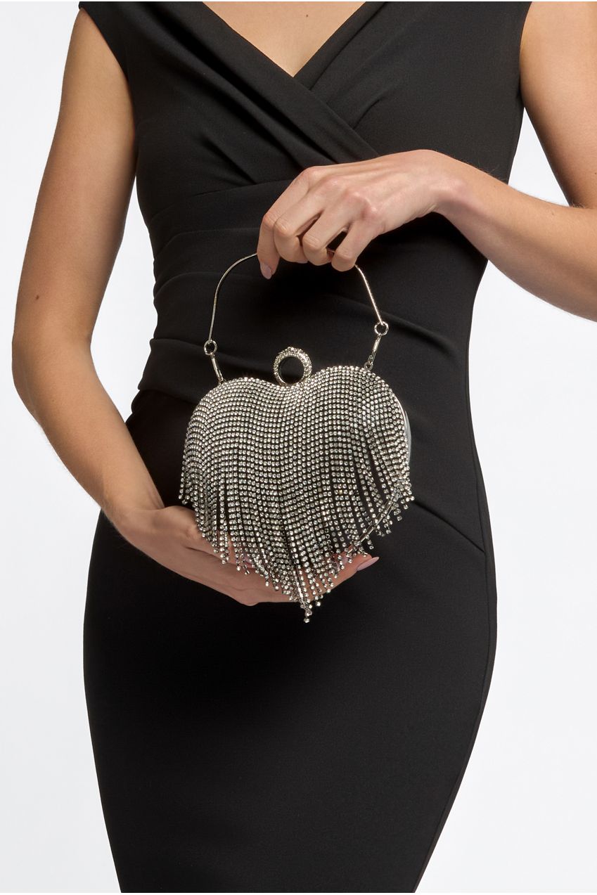 Black Heart Diamante Evening Bag ALCS2904
