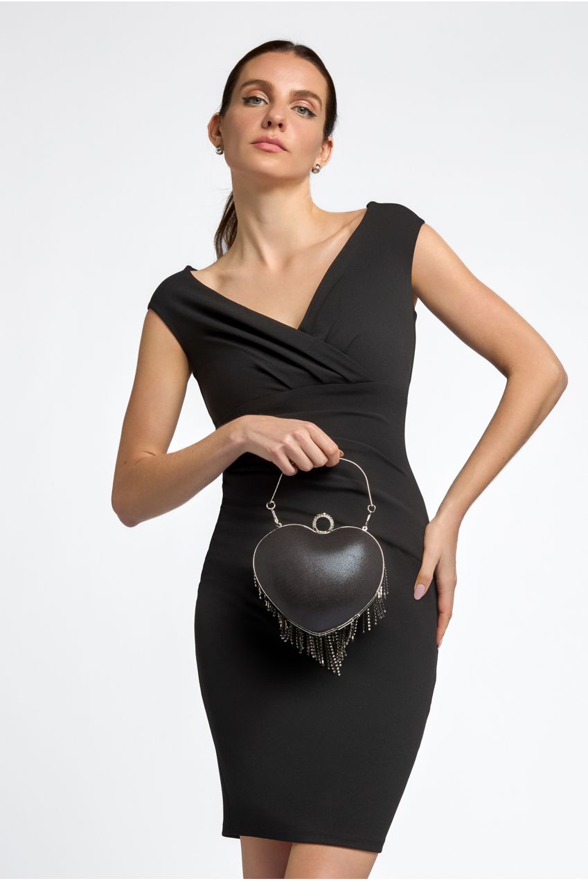 Black Heart Diamante Evening Bag ALCS2904