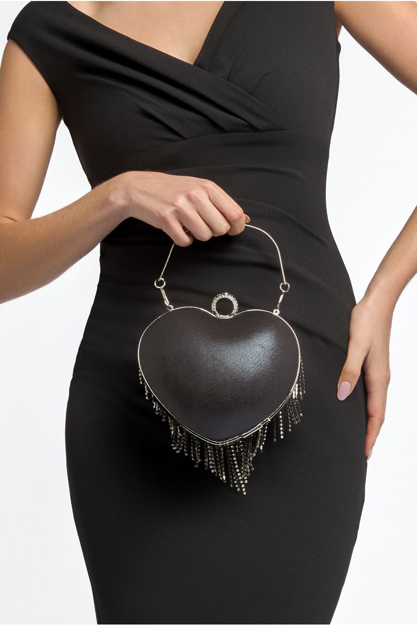 Black Heart Diamante Evening Bag ALCS2904