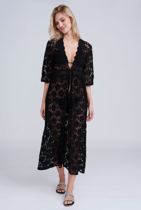 Ola Maxi Kimono - Black by Pia Rossini