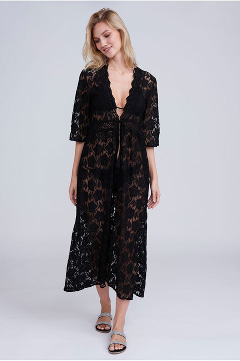 Ola Maxi Kimono - Black by Pia Rossini