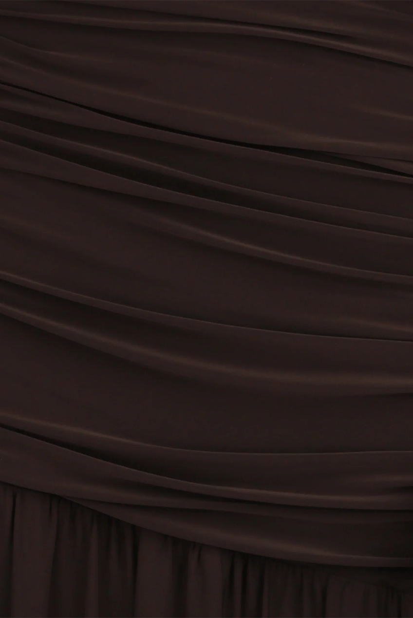 One Shoulder Draping Detailed Side Cut Out Maxi Dress AV-IMD2600