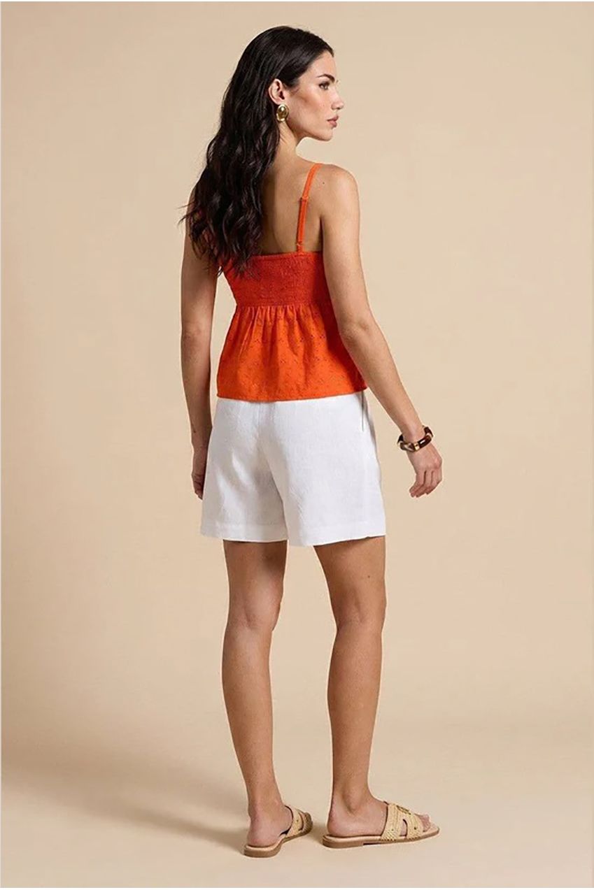 Shirred Brodiery Top Orange 40TOP38833-c82