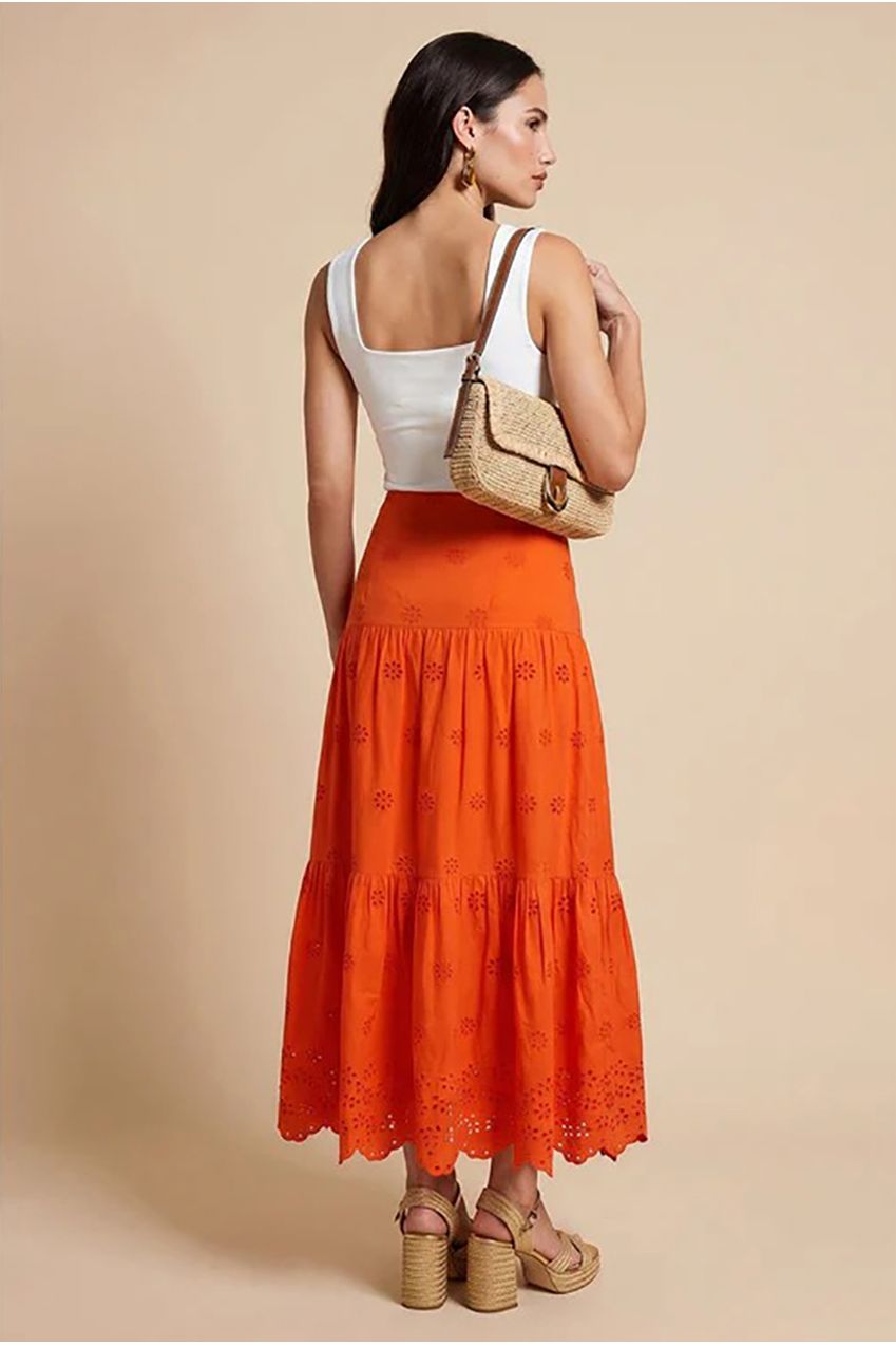 Broderie Maxi Skirt Orange 40SKT38832-c82-s8