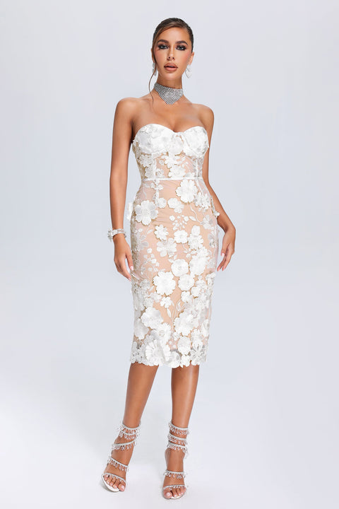 Oval Lace Tube Midi Dress by Bella Barnett