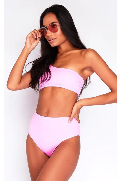 High Waist Bikini Bottoms In Baby Pink by Maribela
