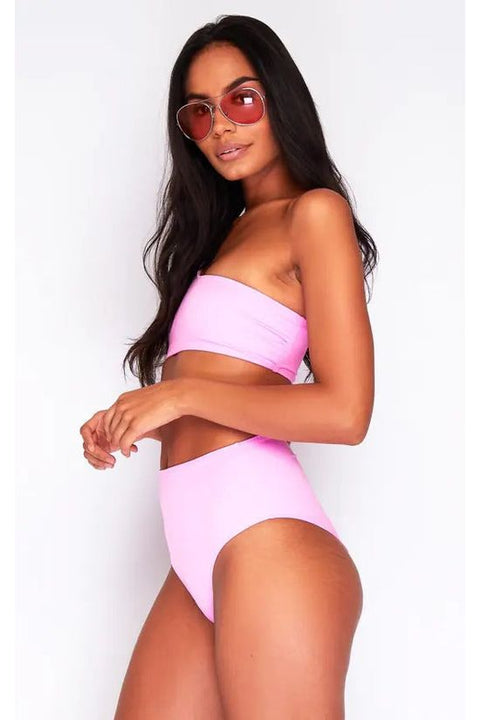 One Shoulder Bikini Top In Baby Pink by Maribela