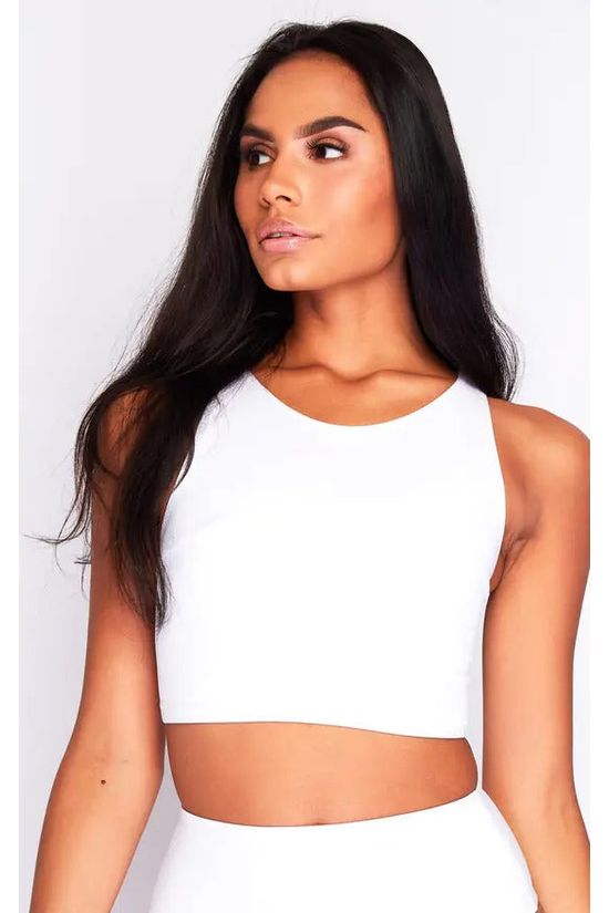 Bikini Long Crop Top In White LCTW