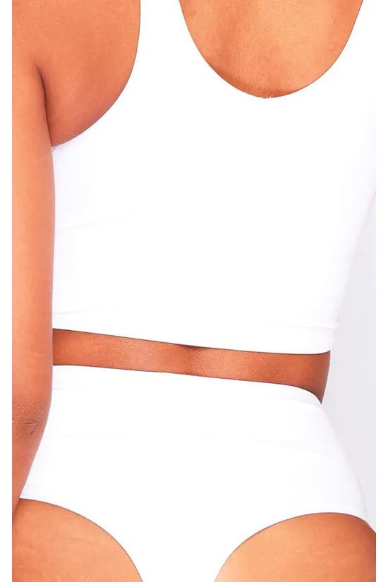 Bikini Long Crop Top In White LCTW