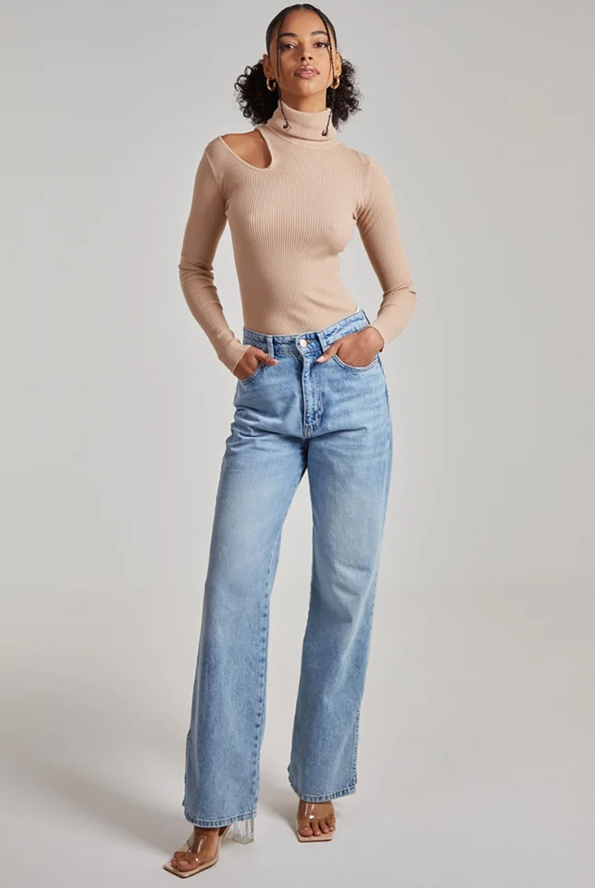 Knit Cut Out Turtle Neck Top PV1341