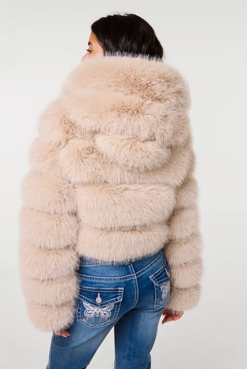 Hooded Pelted Fur Jacket PV261100039