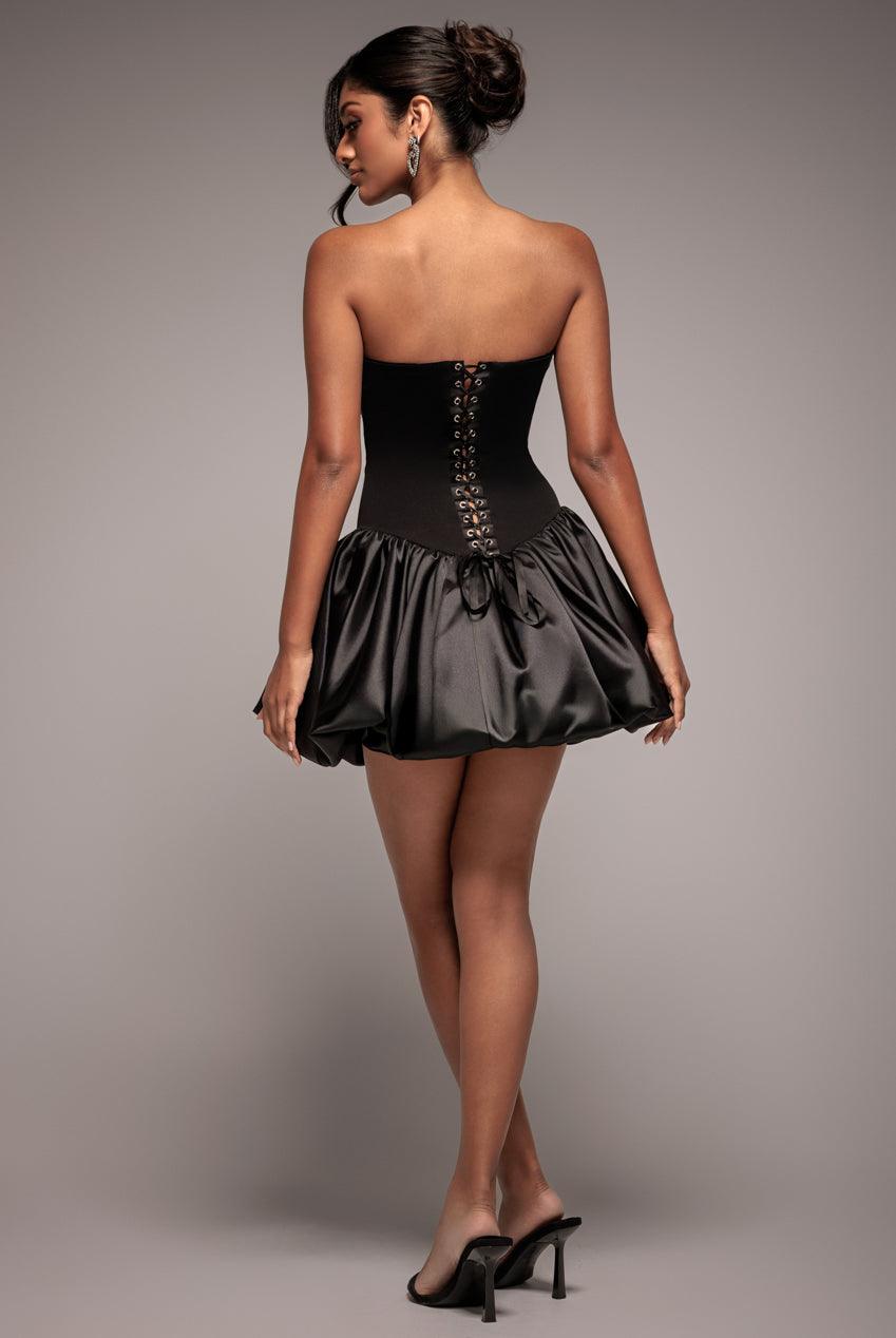 Corset Boobtube Babydoll Mini Dress - Black DR4771