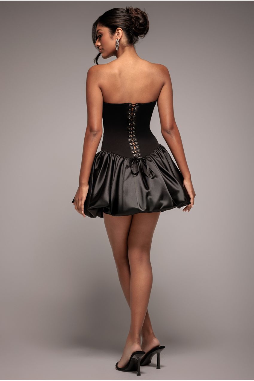 Corset Boobtube Babydoll Mini Dress - Black DR4771