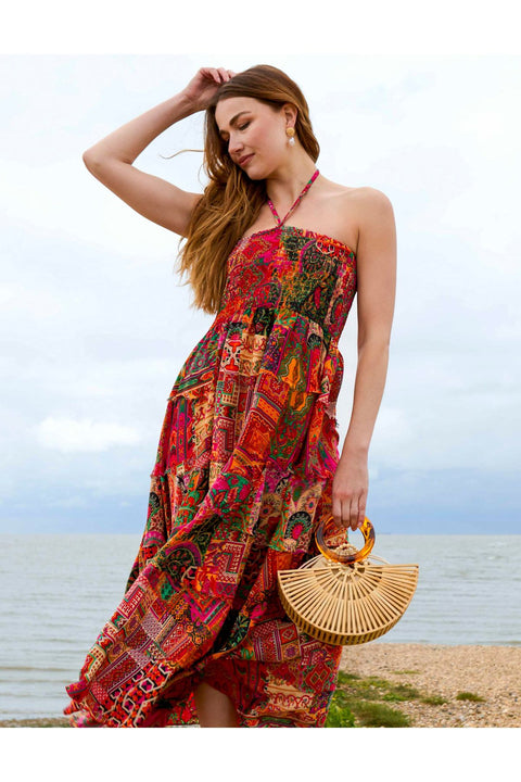 Tiered Halter Neck Dress by Blue Vanilla