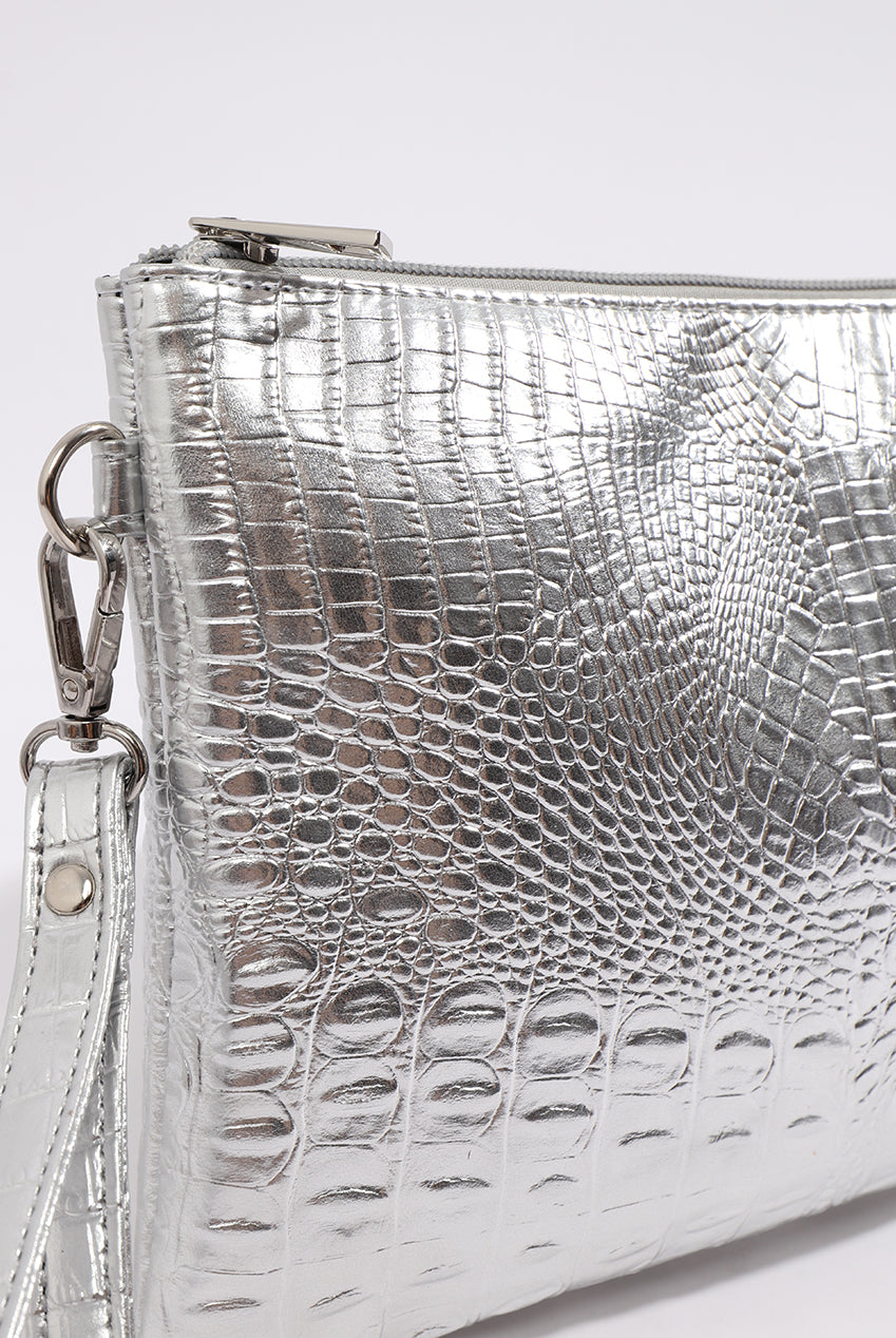 Reagan Clutch Bag - Silver REA011-MET002